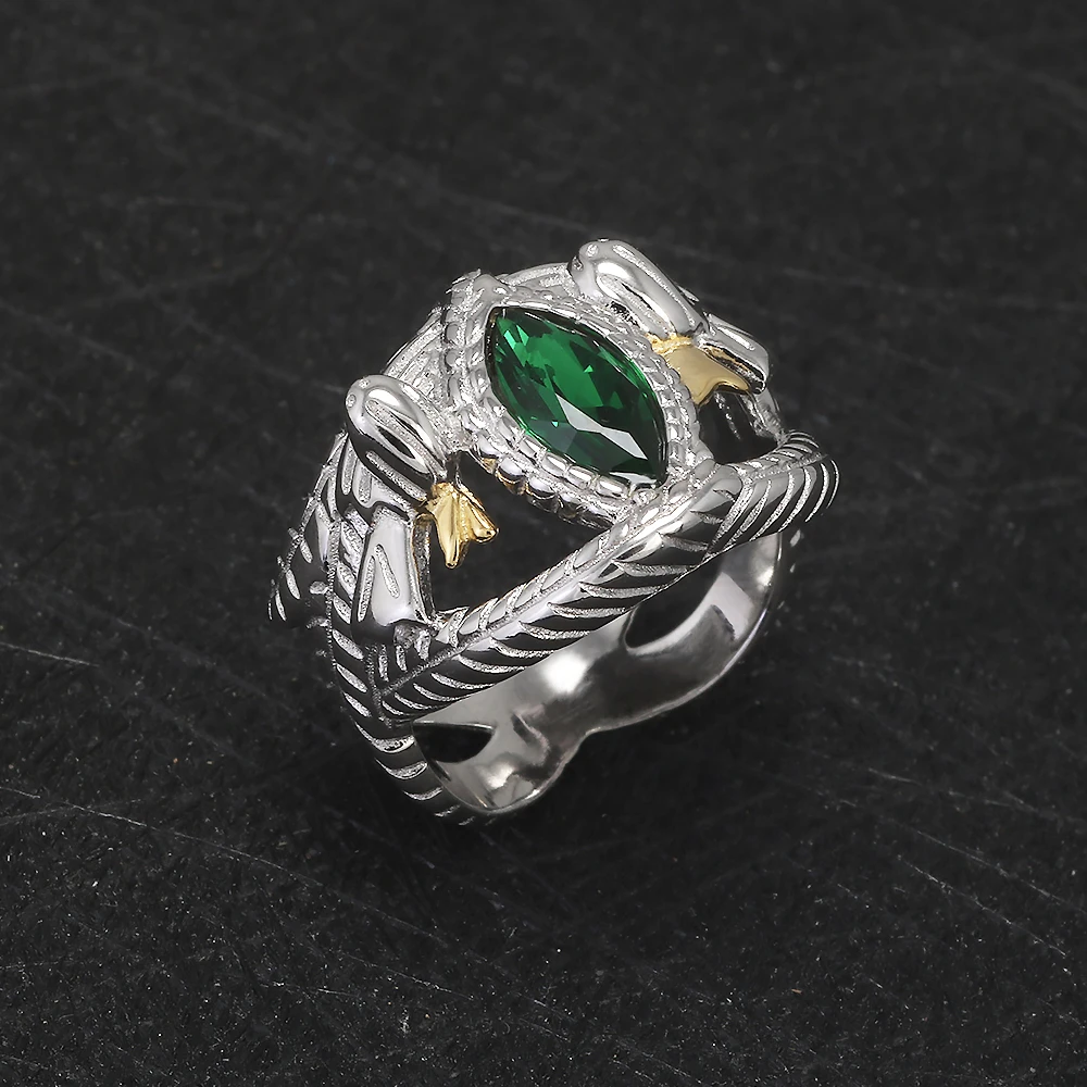 925 Sterling Silver Lord Ring of Barahir, LOTR Aragorn Gondor Wedding Band, Fantasy Movie Inspired Jewelry Gift for Men