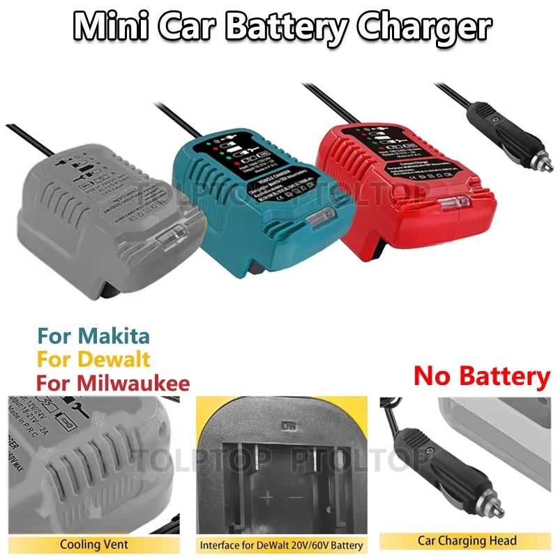 

Cigarette Lighter Plug Mini Car Battery Charger For Makita/Dewalt/Milwaukee/Einhell 18VLi-ion Battery Charger with LED Indicator