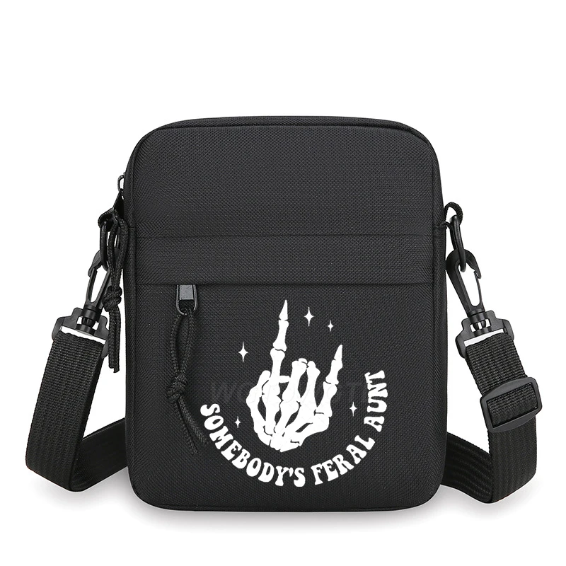 

Somebody's Feral Aunt Vintage Skull Print Square Crossbody Bag Women Men American Retro Shoulder Bag Mini Mobile Phone Bag