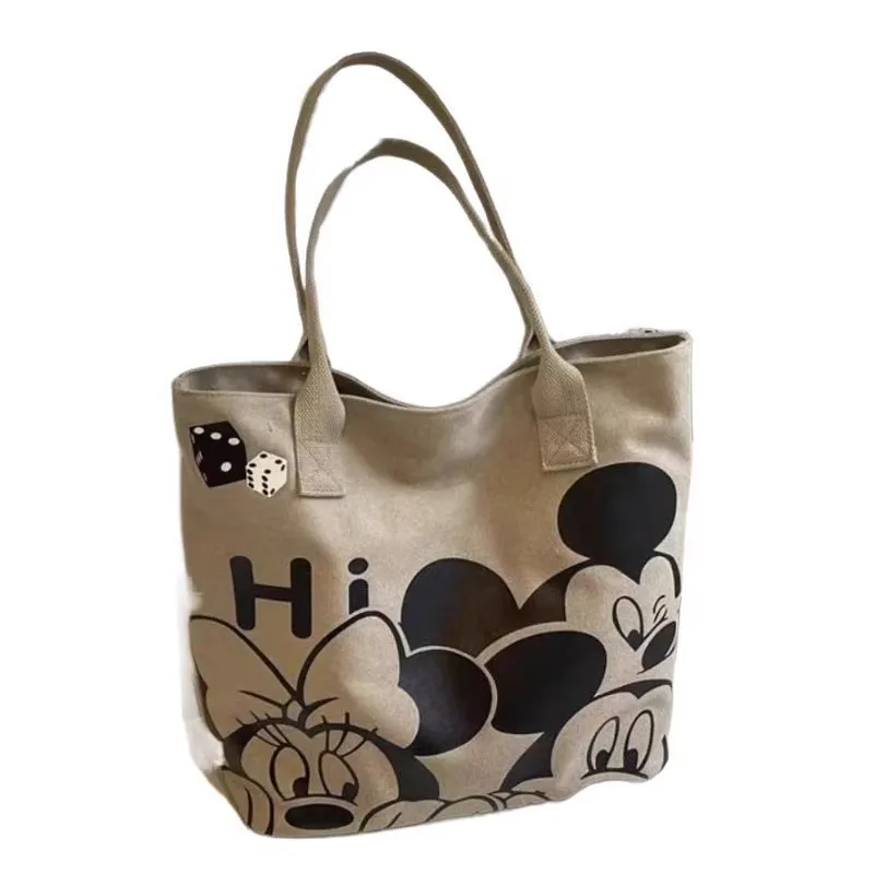 Bolsa de ombro feminina Mickey Graffiti Bolsa tote de lona de grande capacidade Bolsa para laptop para deslocamento diário
