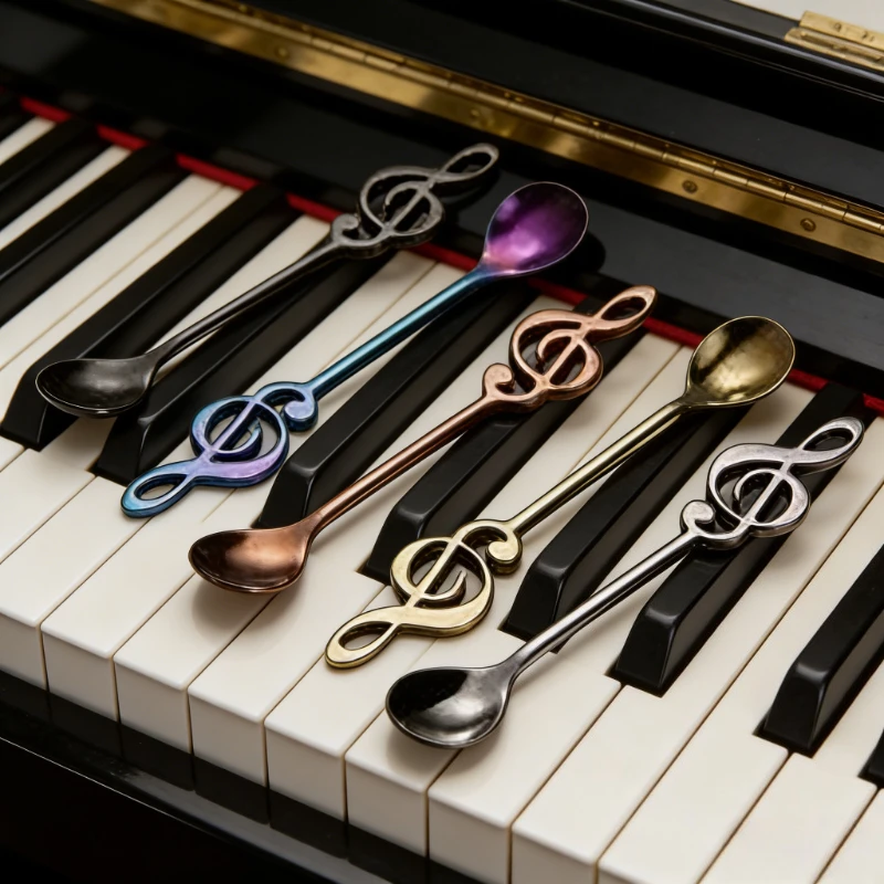 Stainless Steel Musical Note Coffee Spoon Stirring Cup Spoon Music Ice Cream Creative Gift Spoon Kitchen Tableware Accessories