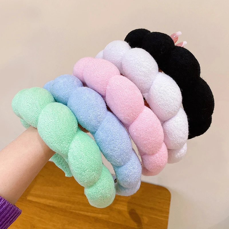 Sponge Headbands For Women Girls Puffy Hair Band Makeup Bubble Terry Cloth Co Spa Retro Hairband Women Hair Accessories Headwear