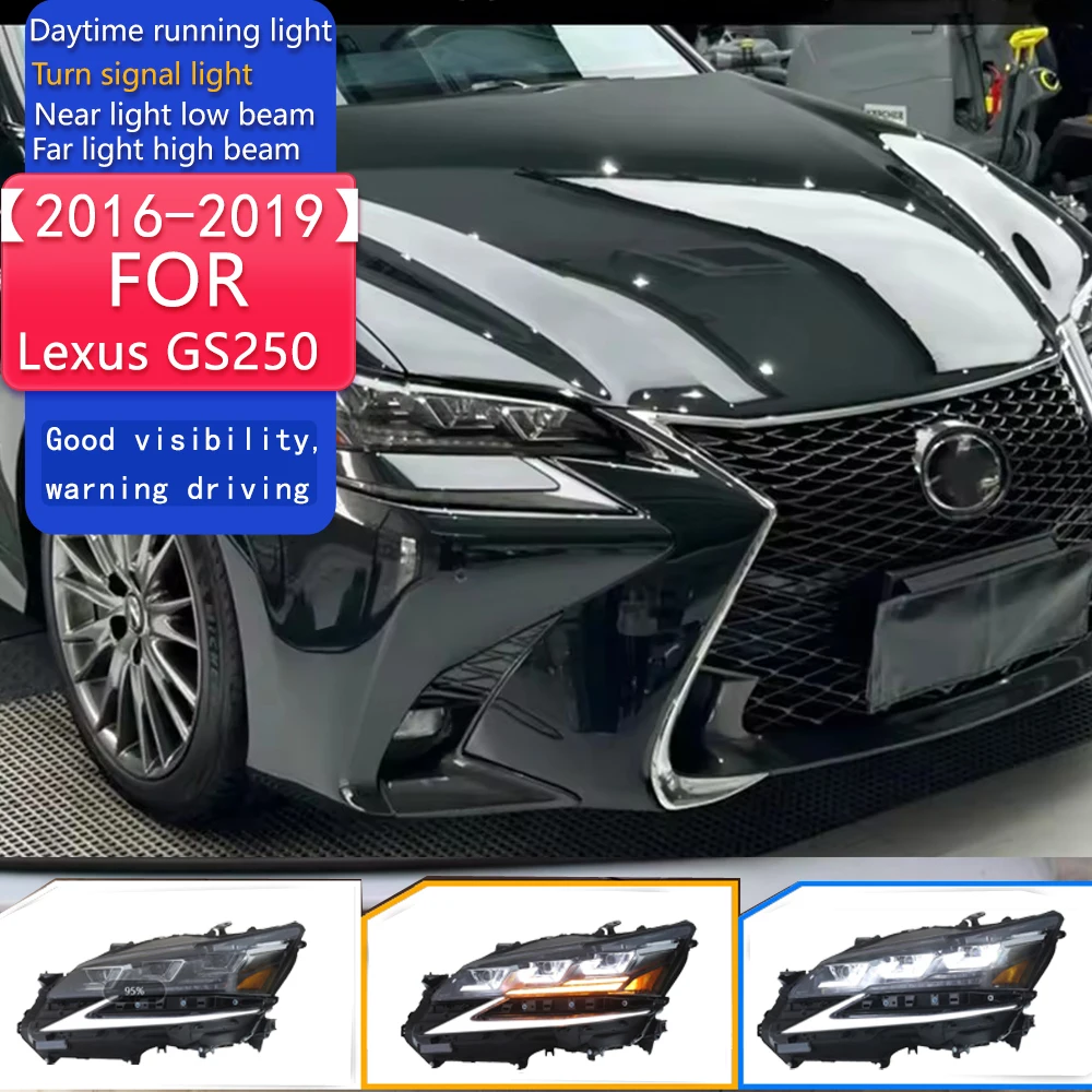 

Фара для Lexus GS250 2016 2017-2019 GS350 DRL H7 светодиодная биксеноновая лампа в сборе, обновление динамического сигнала, аксессуары