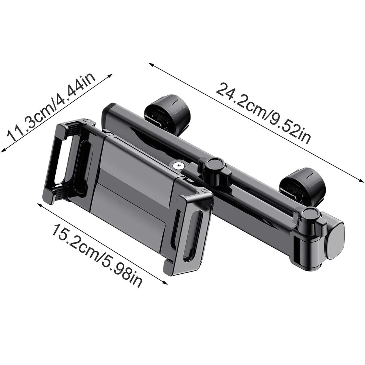 Upgraded 3-in-1 Car Headrest Tablet & Phone Mount – 360° Rotatable,3-Nut Adjustment 4-Level Extendable Arm  Fits 4.7-11
