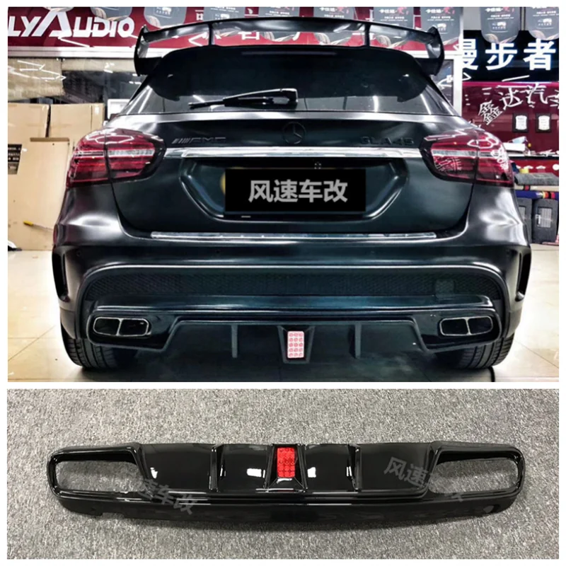 

For X156 Benz GLA45 GLA20 AMG 2015-2019 High Quality Carbon FiberTrunk Bumper Rear Diffuser Spoiler Protector Cover(Pilot Light)