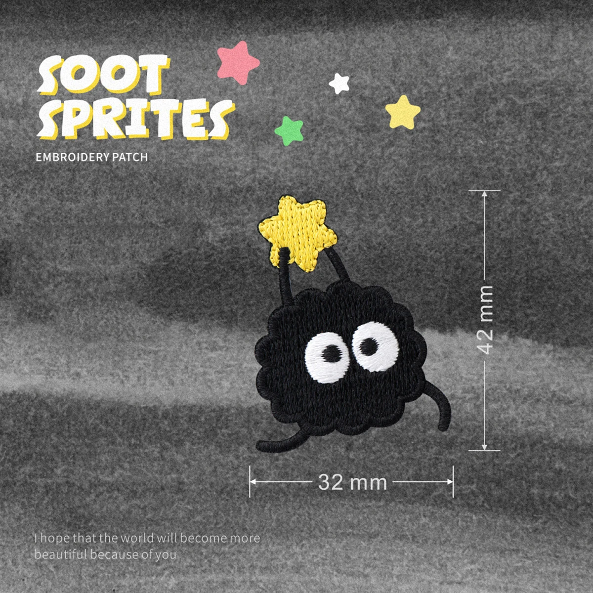 Czarna kreskówka śliczna Pixie haftowana tkanina dekoracyjna samoprzylepna naszywka na ubrania