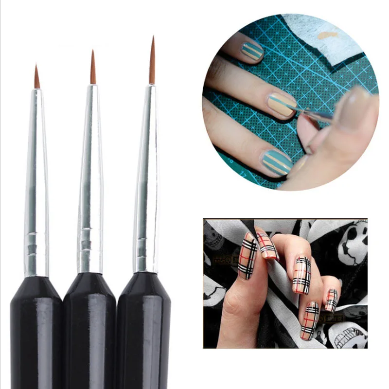 3Pcs Nail brush Stripe Nail Art Liner Brush Set 3D Tips Line Stripes DIY Drawing Pen Manicure Tools
