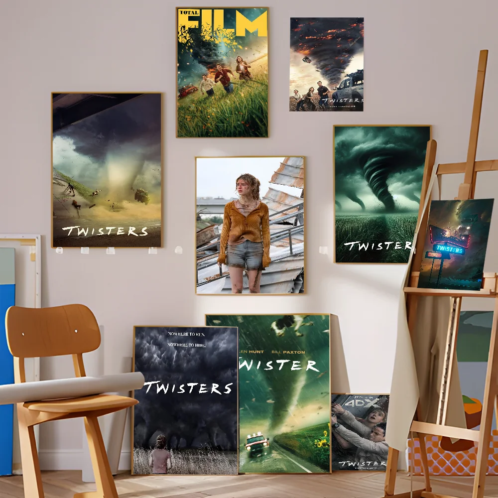 Twisters 2024 New Movie Anime Posters Sticky Decoracion Painting Wall Art White Kraft Paper Wall Decor