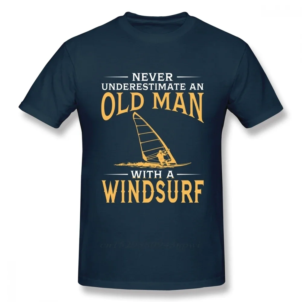 Boy Vintage T-Shirt Fashion New Arrival Casual Never Underestimate An Old Man With A Windsurf   men clothing  oversized t shirt