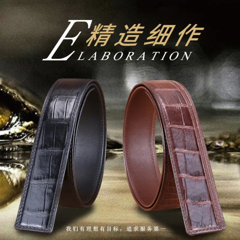 

New Crocodile Genuine Leather Genuine Leather Men's Business Belly Without Splicing Waistband Smooth Plate Buckle Designer Belts