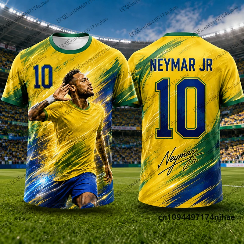 New 2027 Special Neymar No.10 Print Football Jersey For Men Women T-Shirt Summer Quick-Dry Casual Tops Sports Kids/Adult Tees