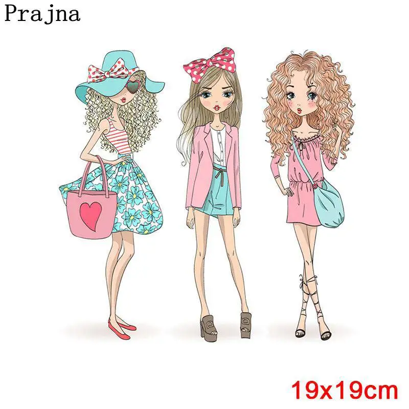 Fashion Girl Applique Iron-On Transfers per abbigliamento adesivi Cartoon Animal Thermal Heat Transfer per bambini vestiti Sticker fai da te