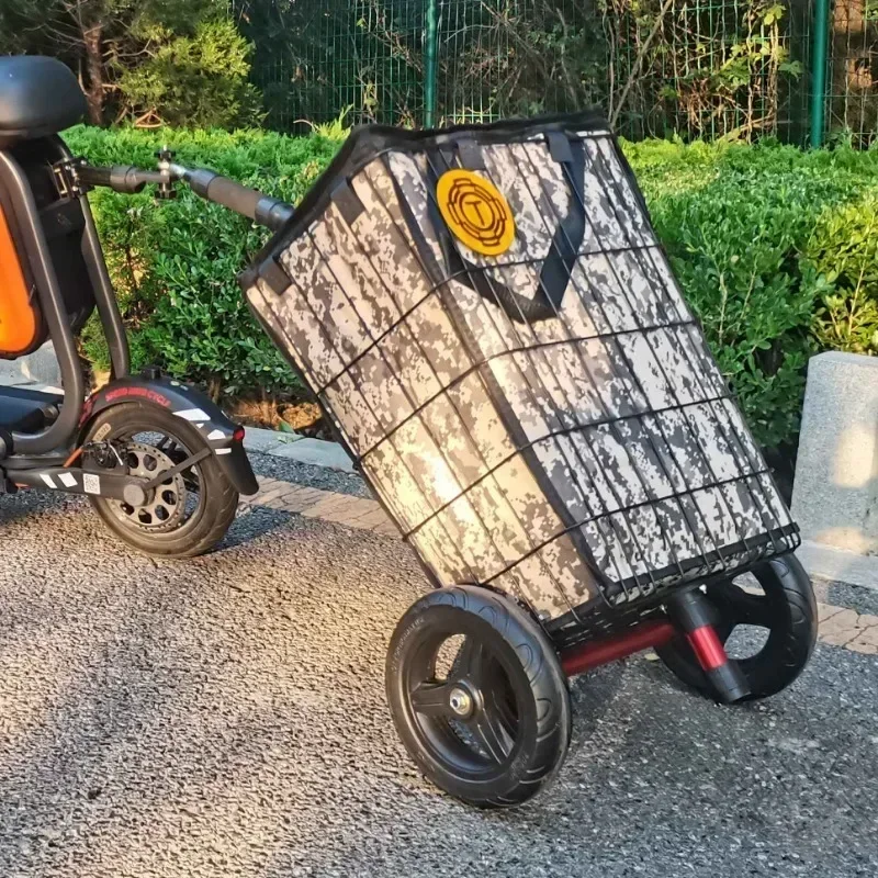 

Outdoors Rear Mounted Campsite Vehicle Continuous Bicycle Trailer Silent Tires Camping Storage Natural Hiking Accessories