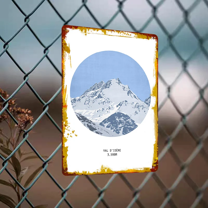 Val d'Isere Mountain 3599M Snowy Peak Metal Wall Art Home Decor Alpine Landscape Scenery Gift