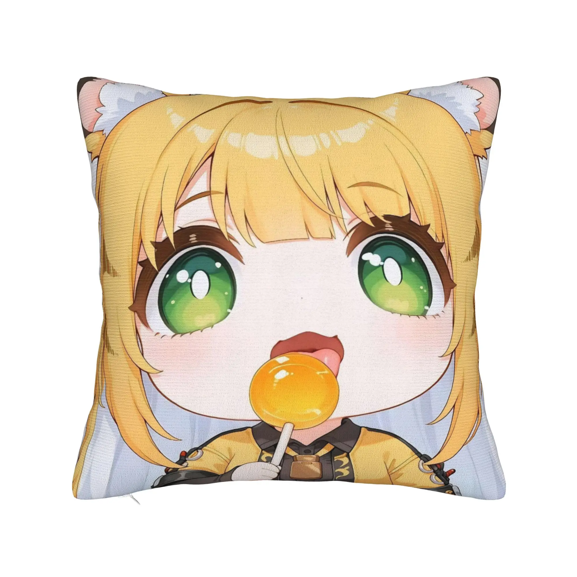 Cute ZZZ Zenless Zone Zero Chibi Ju Fufu  Pillowcase Printed Polyester Cushion Cover Gift Pillow Case Cover Chair Square 45X45cm