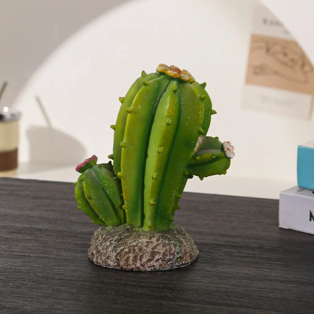 

Durable Green Cactus Statue Resin Handmade Miniature Cactus Figures UV Resistant Weatherproof Plant Figures Desktop Decor