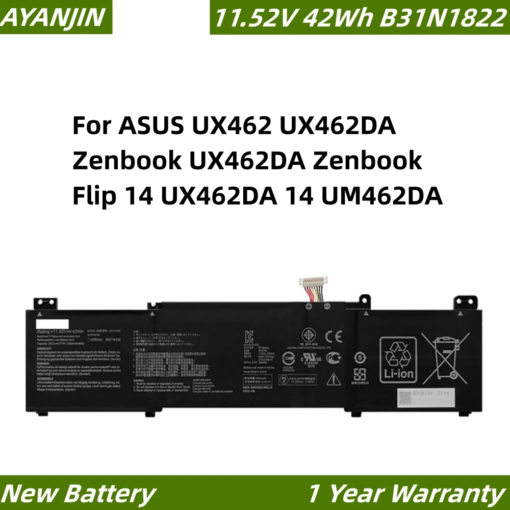 

Новинка B31N1822 11,52 в 42 Вт ⋅ч Аккумулятор для ноутбука ASUS UX462 UX462DA Zenbook UX462DA Zenbook Flip 14 UX462DA 14 UM462DA