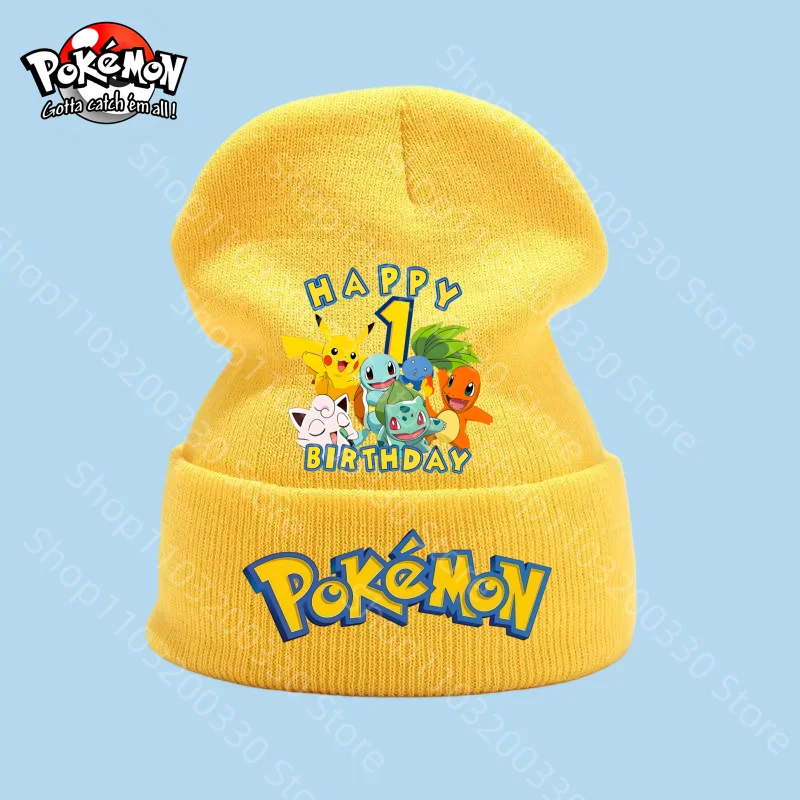 ポケモン-ピカチュウ-冬用ニット帽-男性と女性用-厚くて暖かいプリントデジタルニットキャップ-寒い天候用帽子-誕生日プレゼント