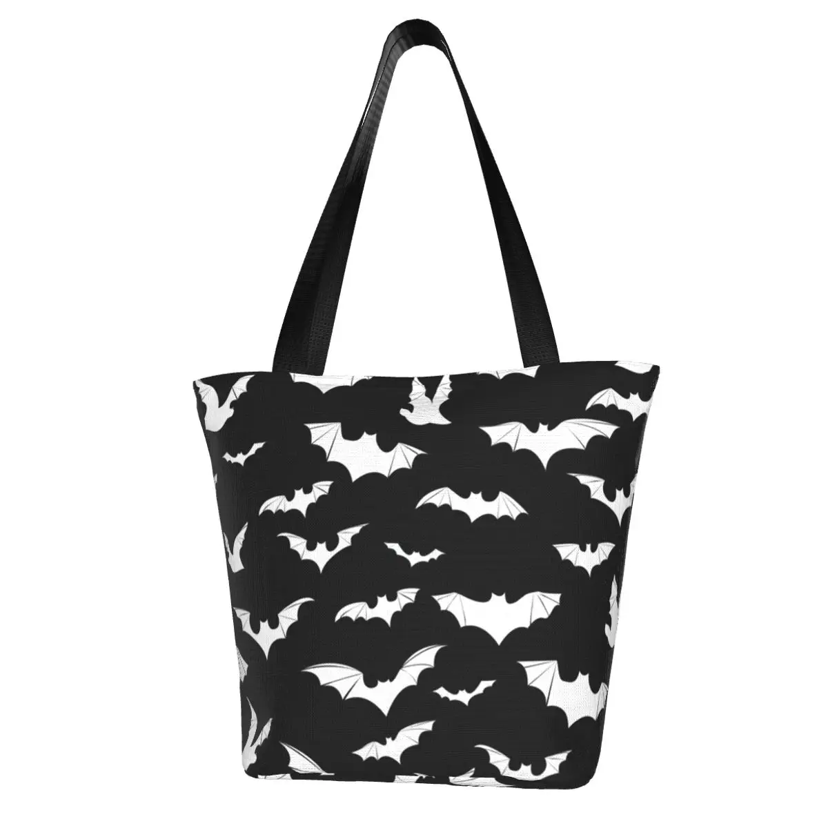 White Bat Shopping Bag Flying Bats Art Shopping Cloth Handbags Women Bulk Funny Bags Halloween Bat Shoulder Tote Bag