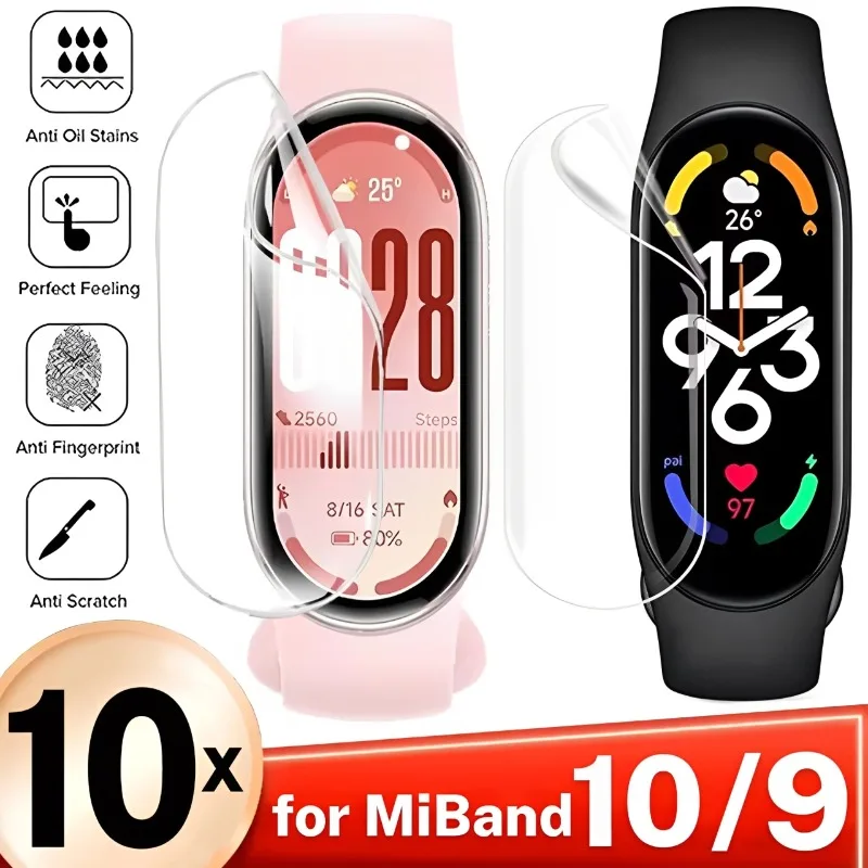 1-10PCS Hydrogel Film for Xiaomi Mi Band 10 9 Smartwatch Screen Protector for MiBand 10 MiBand 9 Protective Film Not Glass