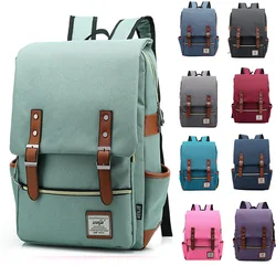 Mochila Laptop de Canvas Vintage para Adolescentes, Mulheres e Homens, Sacos de Viagem, Mochilas de Lazer, Bolsa Casual Retro, Mochilas Escolares