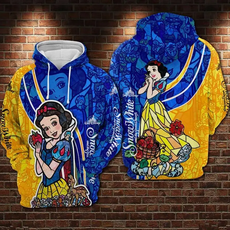 (Miniso) Women Hoodies Disney Snow White Cartoon Print Sweatshirt Tops Girl Autumn Winter Hoodies Coat Sweater Y2K Clothing