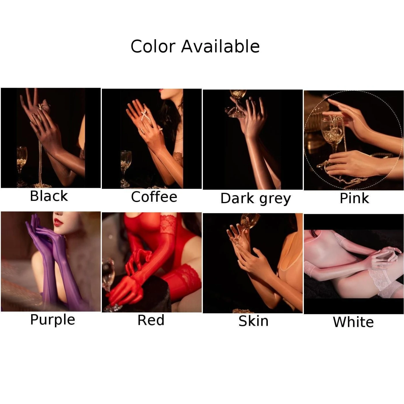 Sexy Womens Sheer Oil Glossy Gloves Seamless Mittens Finger Long Gloves Tight Lace Stockings Erotic Lingerie Clubwear