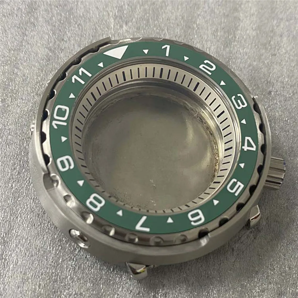 45mm Tuna Canned Watch Case Ceramic Bezel Mineral Glass Steel Shell White Inner Ring For NH35/NH36 Movement