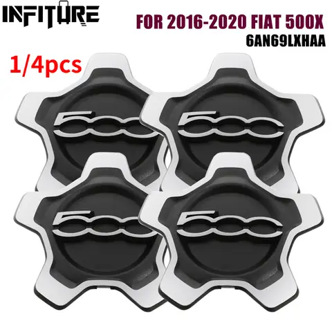 1/4pcsCar Wheel Center Cap Cover for Fiat 500X 2016 2017 2018 2019 2020 2021 2022 Dust Cover Car Accessories Silver 6AN69LXHAA