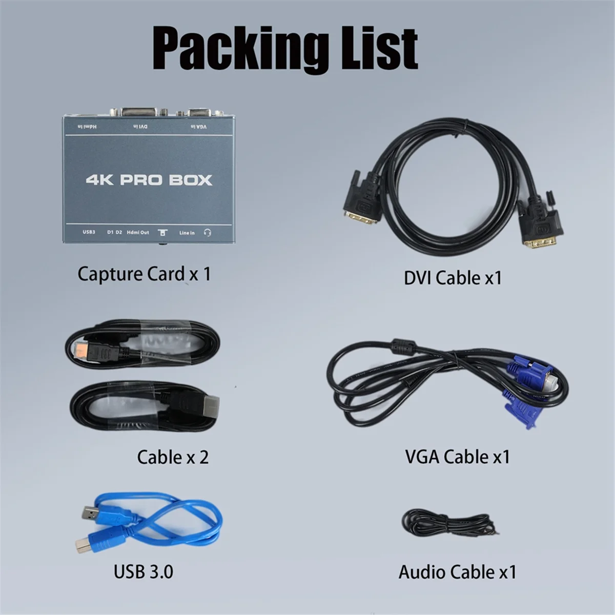 DVI VGA HDMI-Compatible to Usb3.0 Capture Card 4k Pro Box Hd Video Capture Device Loop Out 1080p 60fps Plug and Play