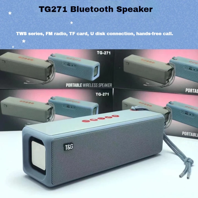 T&G TG271 Wireless Speaker Portable Subwoofer 10W High-Power Bluetooth5.0 High Fidelity Outdoor Camping Customized Music Speaker