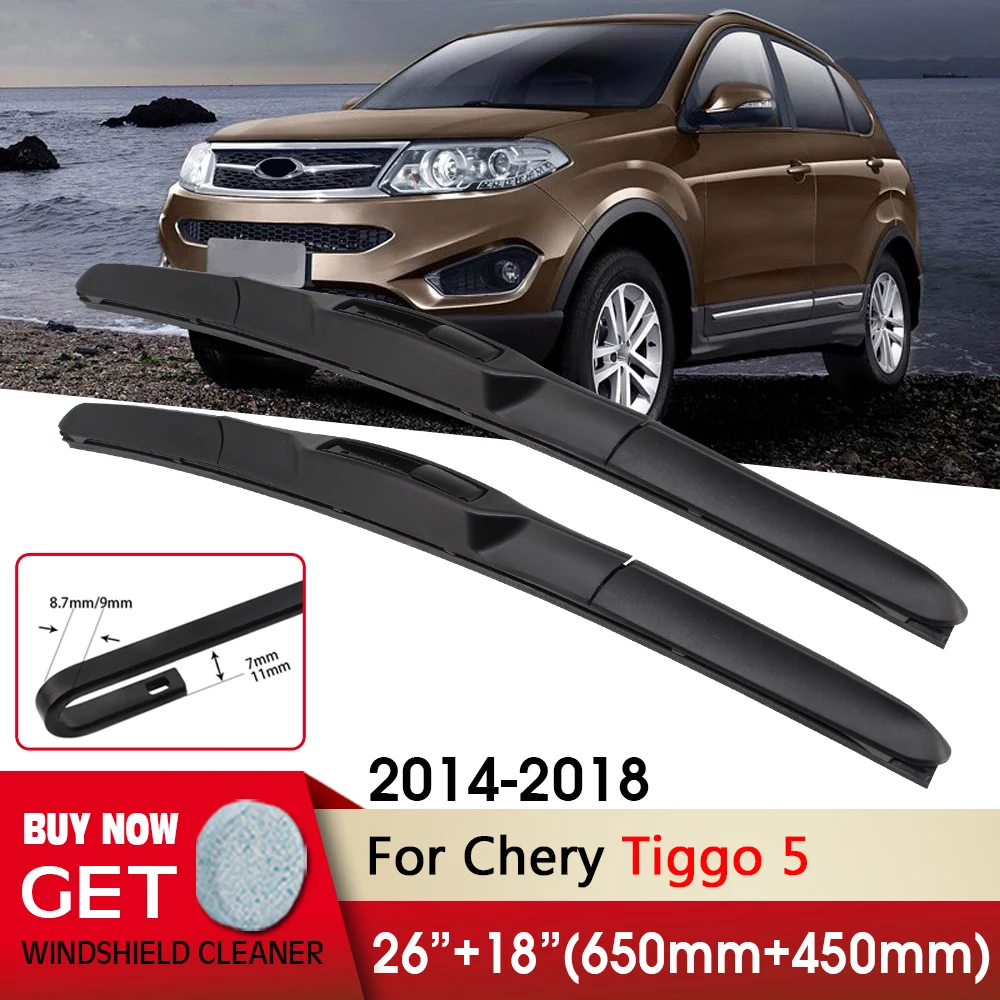 

Car Wiper RHD & LHD Front Wiper Blades 26"+18" For Chery Tiggo 5 2014-2018 Fit U Hook Arm Windshield Windscreen Front Window