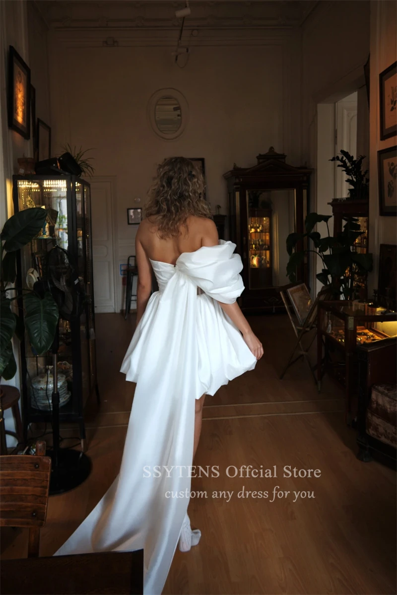 SSYTENS Sexy Short Stain Wedding Dresses One Shoulder Backless Above Knee Bridal Gowns Special Occasions Princess bride Dress