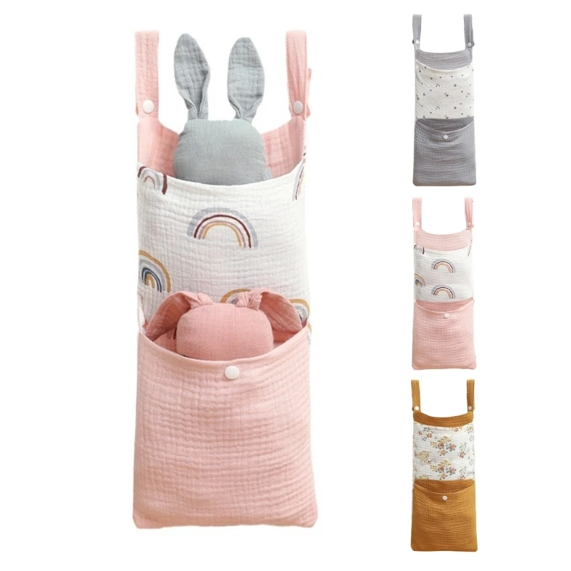 Cũi Muslin Cotton Túi Bảo Quản Tã Tổ Chức Đầu Giường Hộp Đựng Đa Năng Xe Đẩy Túi Đựng Đồ