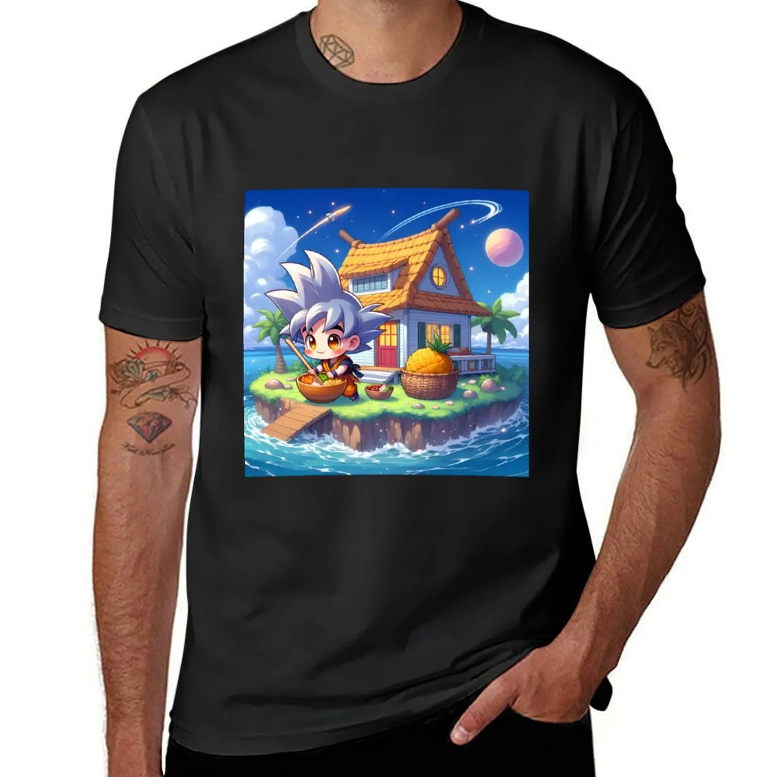 

A House on the Island 1 Art T-Shirt plain customizeds funny t shirts for men