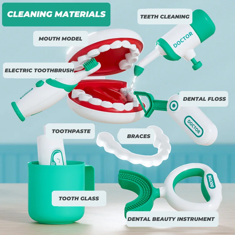 الأطفال التظاهر اللعب الطبيب مجموعة ألعاب مستشفى الأسنان مقلد أداة طبية المشهد التفاعل ألعاب لعبة للبنين بنات الهدايا