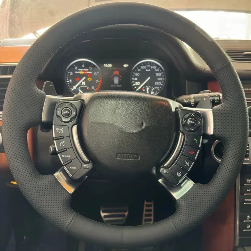 Perforated Genuine Leather Hand-Stitched Steering Wheel Cover Fits 2016-2019 Range Rover Evoque, Discovery Sport, Discovery