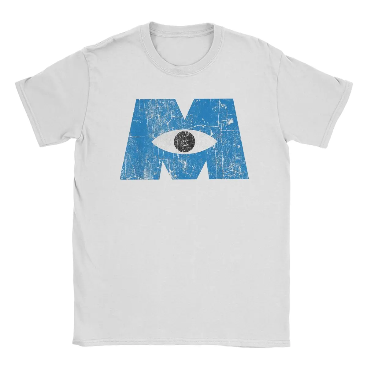 Men Women's T-Shirts Monsters Inc Distressed Cyclops Blue Logo Funny Pure Cotton Tees Short Sleeve T Shirt Crew Neck Clothes 6XL