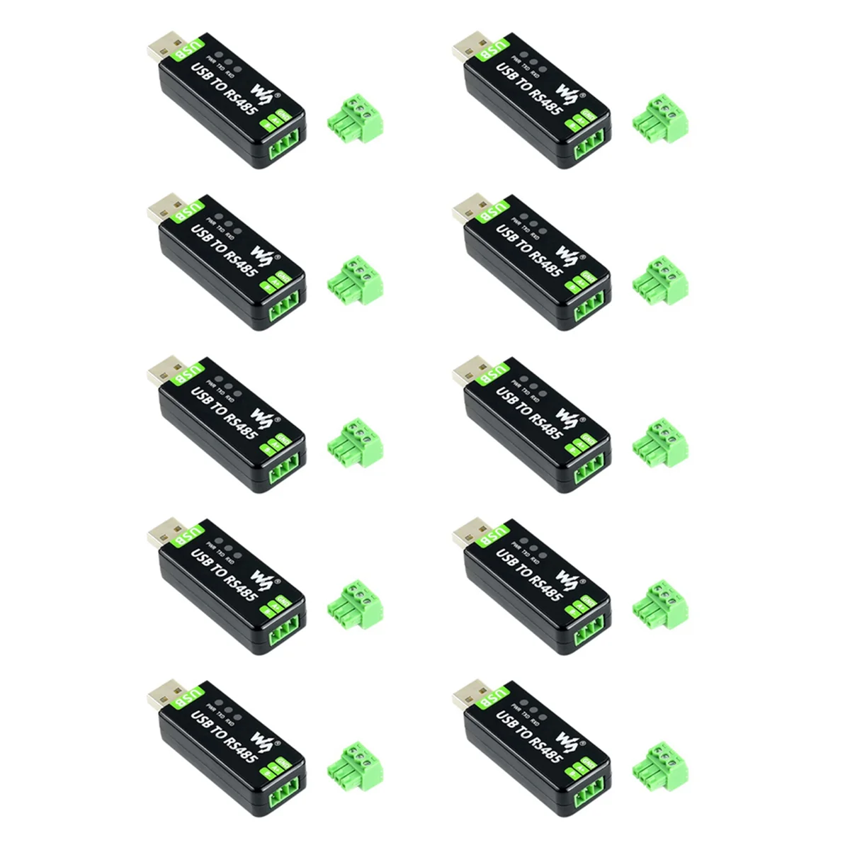 10X USB to RS485 Serial Converter RS485 Communication Module 300-921600Bps Built-in ESD Protection Circuit