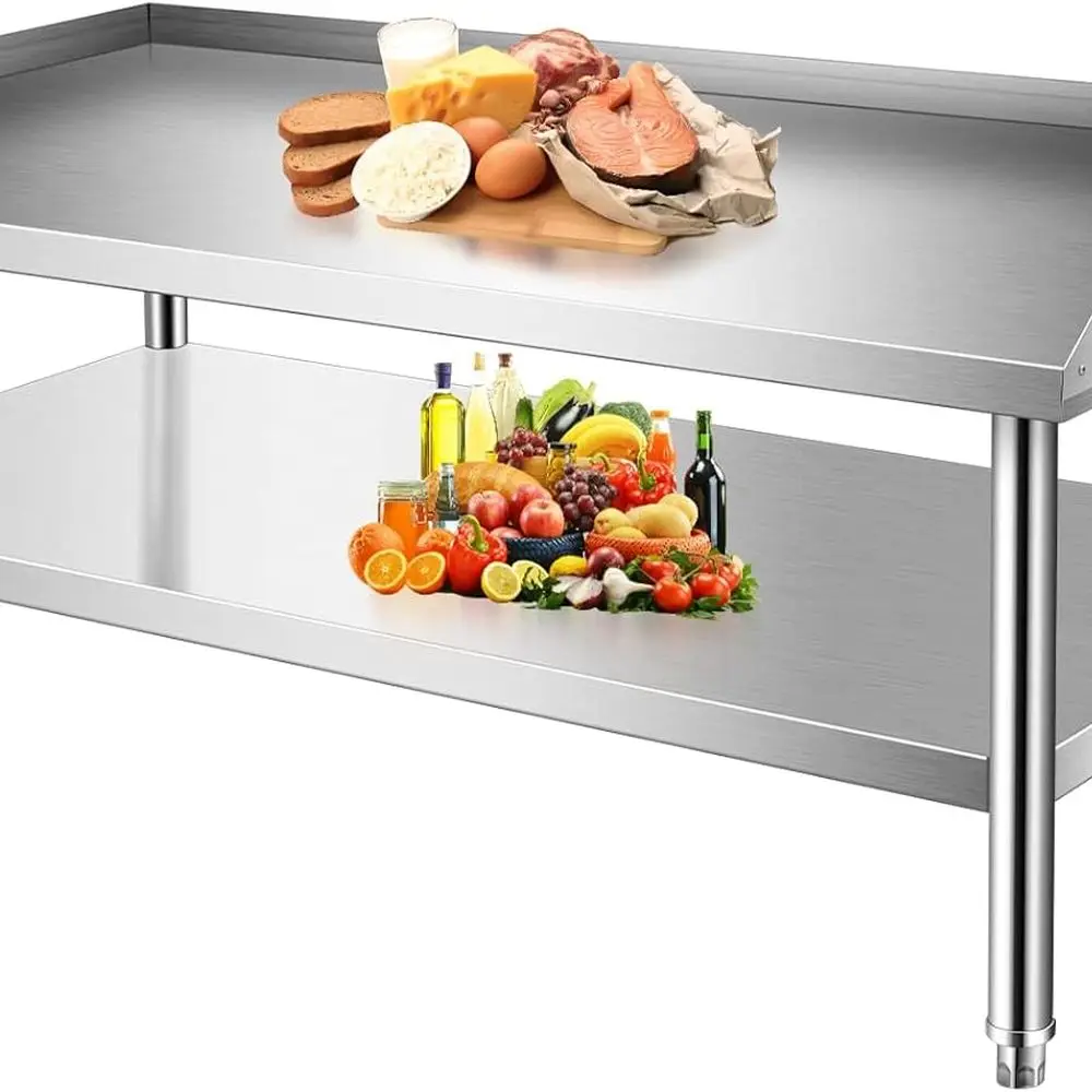 

Commercial Stainless Steel Grill Stand with Adjustable Storage Shelf, 30 x 60 x 24 Workstation for Kitchen and Restaurant