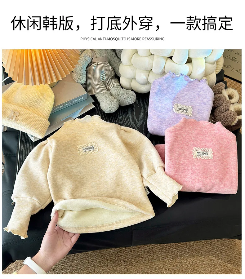 Neues Mädchen-Unterhemd für Herbst und Winter, Verdickt mit Fleece-Futter, Dehnbar, Warm, Weich und Bequem für Kinder und Babys – Detail 5