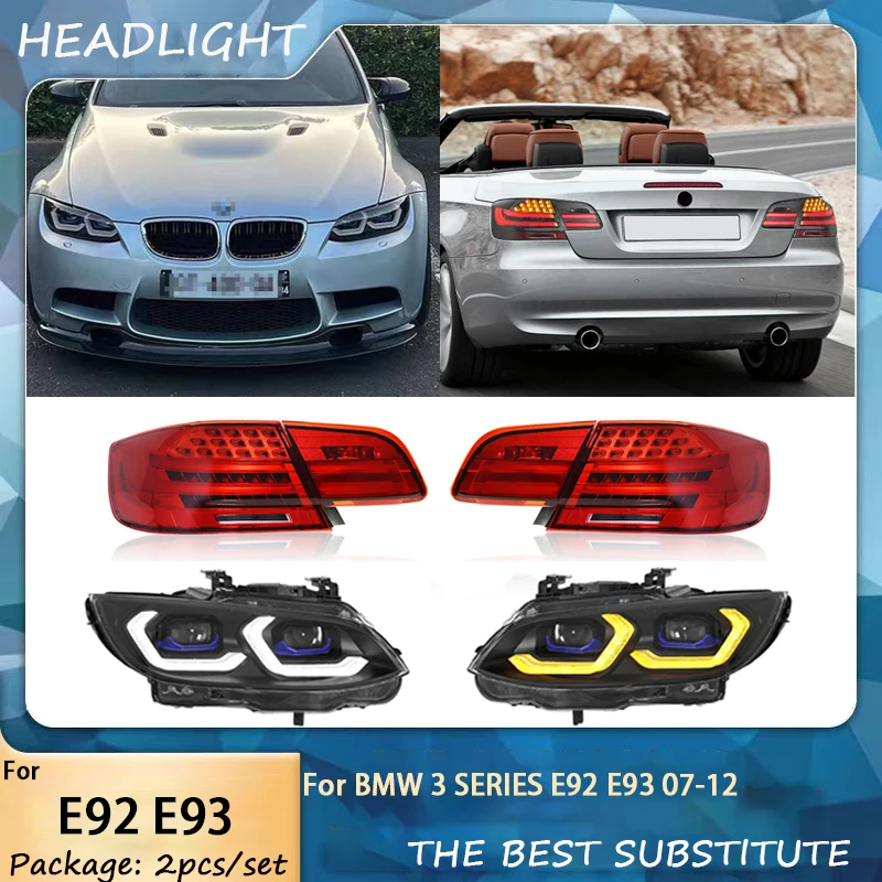LED Headlights +TaillightS for 3 Series E92 E93 2007-2012 Daytime Running Lights Yellow & White Plug and Play Car Accessories
