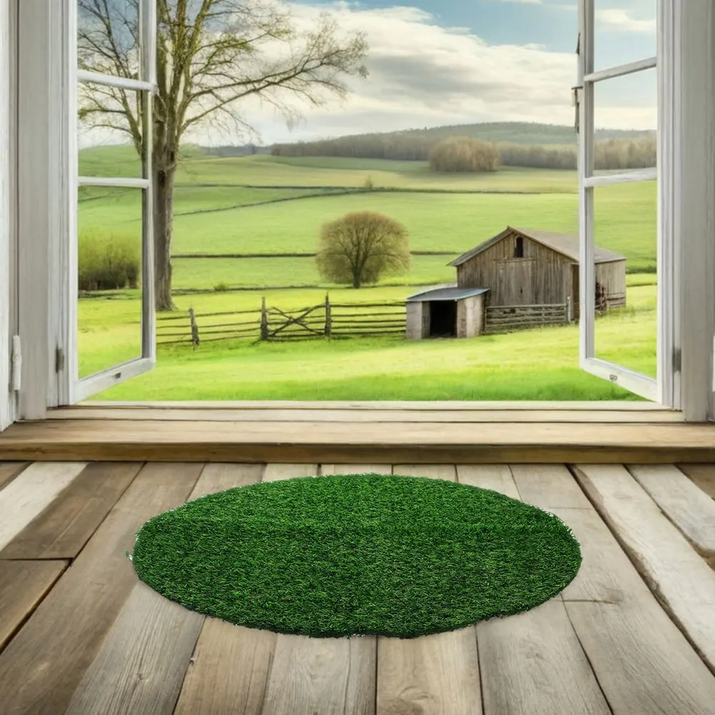 

Round Fake Grass Table Mat Realistic Green Table Cover for Wedding Birthday Baby Shower Holiday Event Party Dining Decor