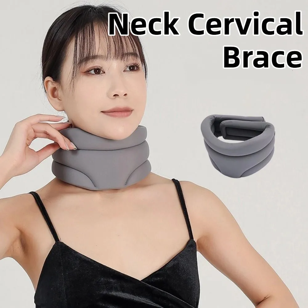 Picture 3: Neck Support Breathable Neck Cervical Brace Solid Color Adjustable Neck Fixation Belt Sponge Soft Neck Cervical Collar Sleeping