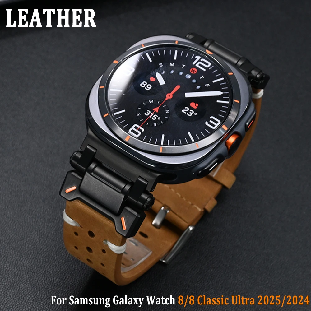 

Мягкий кожаный ремешок для Samsung Galaxy Ultra 2025 47 мм, деловой ремешок для Galaxy Watch 8, 40 мм, 44 мм, 8 Classic, 46 мм, аксессуары