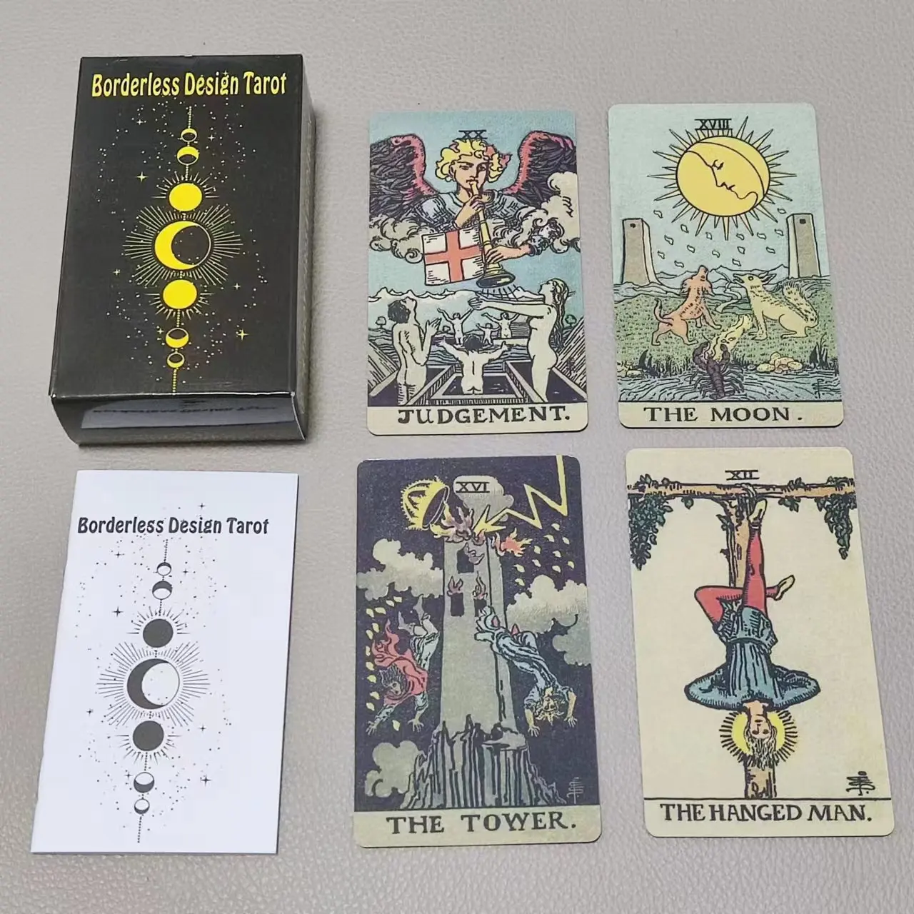 10.3*6cm Borderless Design Tarot 78 Cards with Guidebook for Beginners