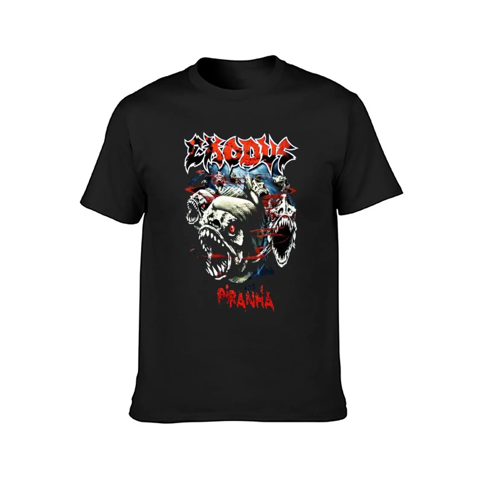 EXODUS BAND - PIRANHA T-Shirt hippie clothes aesthetic clothes Short sleeve tee plain plain t shirts men