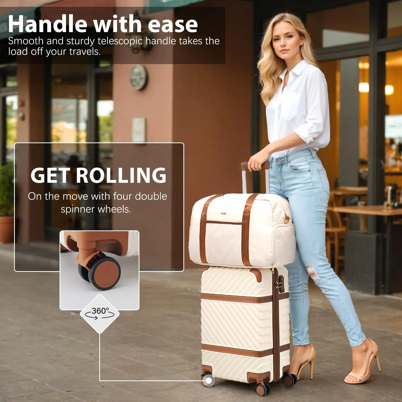 Luggage Set Suitcase Carry On Luggage PC Hardshell Luggage TSA Lock Spinner Wheels Telescopic Handle