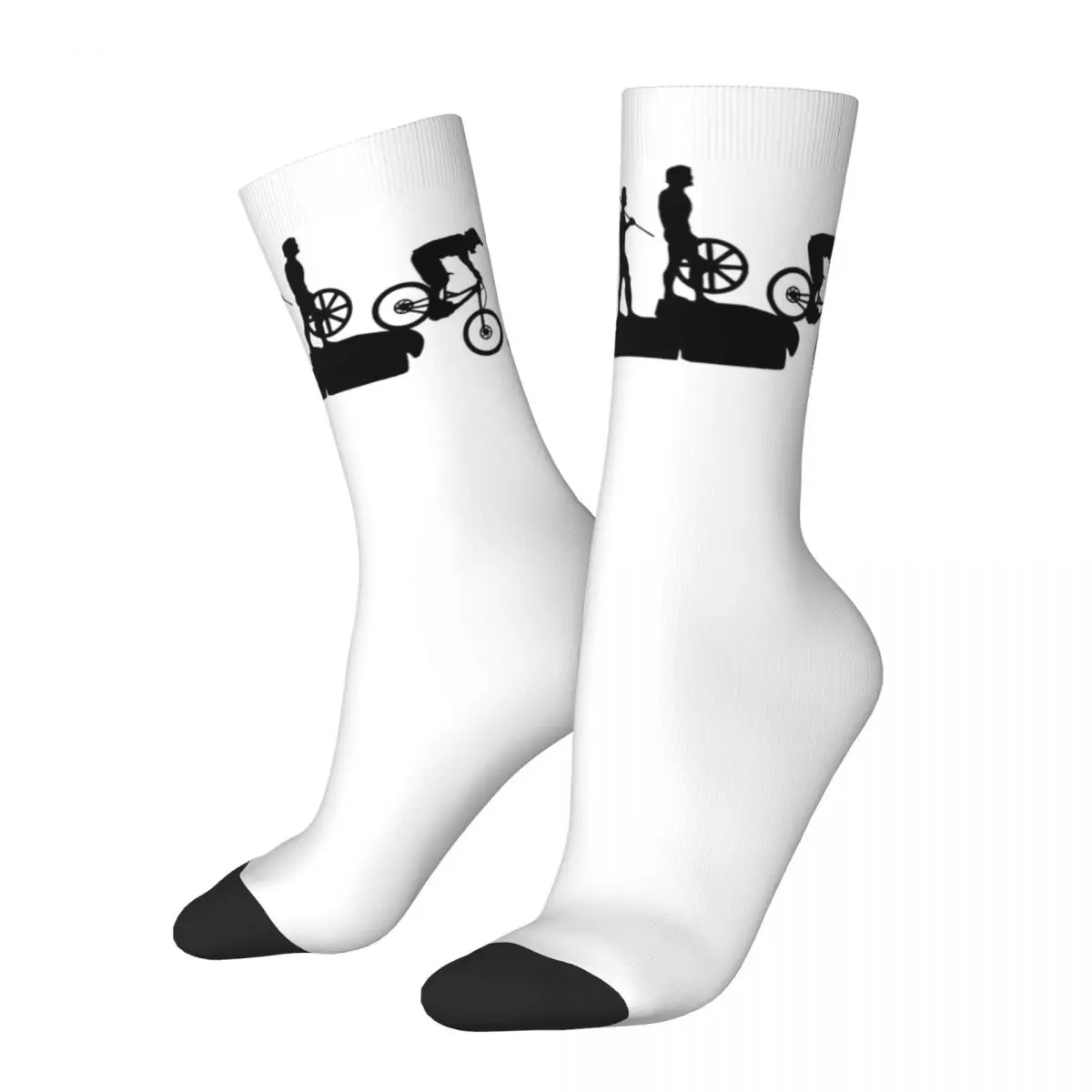 Crazy compression Sock for Men Evolution Hip Hop Vintage Mountain Bike MTB Cycling Happy Quality Pattern Boys Crew Sock Casual