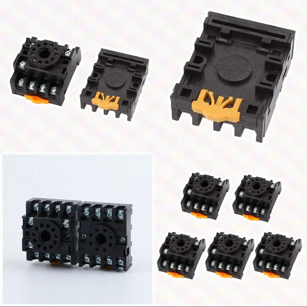 5pcs PF083A 8 Pin Relay Socket Base For DIN For Rail Mount Screw Terminal For MK2P-I AH3-3 JTX-2C For DH48S Industrial